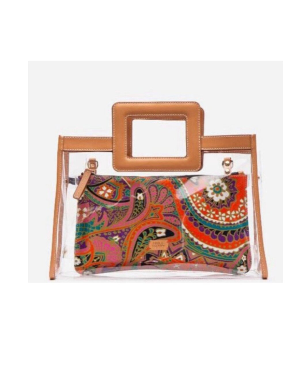Frances Valentine Large PVC Paisley Clear Shopper Crossbody Bag L/N